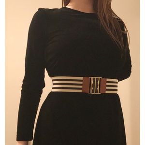 Accessories - Black and White Stripe Elastic Stripe Belt Accessories - Black and White Stripe Elastic Stripe Belt
